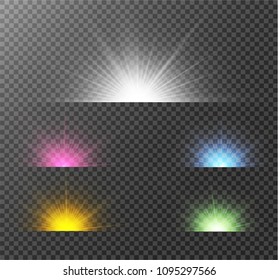 Vector transparent sunlight special lens flare light effect. Sun flash