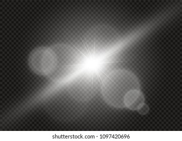 Vector transparent sunlight special lens flare light effect. Sun flash