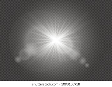 Vector transparent sunlight special lens flare light effect. Sun flash
