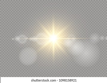 Vector transparent sunlight special lens flare light effect. Sun flash