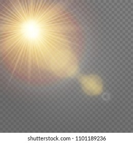Vector transparent sunlight special lens flare light effect. Sun flash.