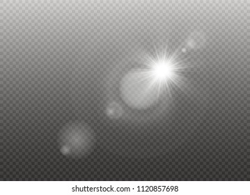 Vector transparent sunlight special lens flare light effect. Sun flash