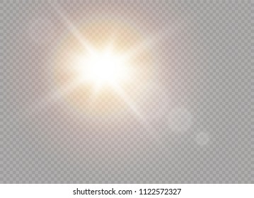 Vector transparent sunlight special lens flare light effect. Sun flash