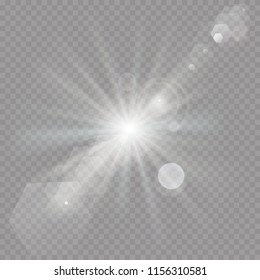 Vector transparent sunlight special lens flare light effect. PNG. Vector illustration.	
