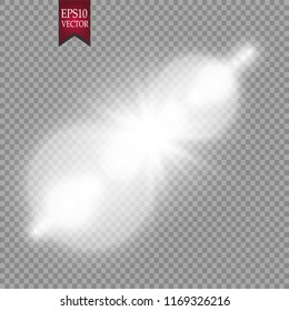 Vector transparent sunlight special lens flare light effect. Sun flash with rays and spotlight. EPS 10