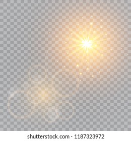 Vector transparent sunlight special lens flash light effect.front sun lens flash. Vector blur in the light of radiance. Element of decor.
