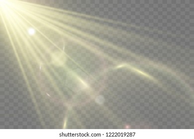 Vector transparent sunlight special lens flare light effect. Bright beautiful star. Light from the rays.
