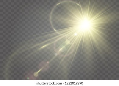 Vector transparent sunlight special lens flare light effect. Bright beautiful star. Light from the rays.