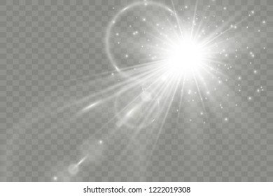 Vector transparent sunlight special lens flare light effect. Bright beautiful star. Light from the rays.