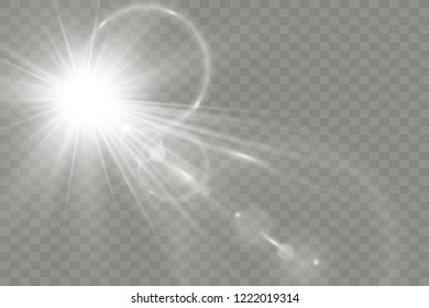 Vector transparent sunlight special lens flare light effect. Bright beautiful star. Light from the rays.