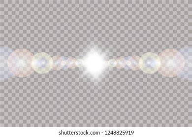 Vector transparent sunlight special lens flare light effect. Sun isolated on transparent background