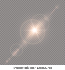 Vector transparent sunlight special lens flare light effect. Sun flash with rays and spotlight