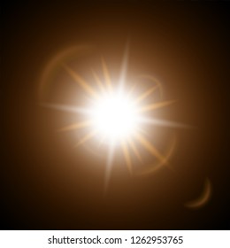 Vector transparent sunlight special lens flash light effect.front sun lens flash. Vector blur in the light of radiance. Element of decor.