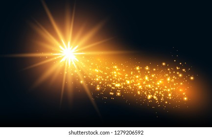 Vector transparent sunlight special lens flare light effect.  Sparkling magic dust particles
