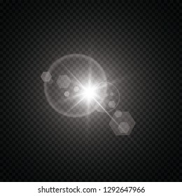 Vector transparent sunlight special lens flare light effect. Sun flash with rays and spotlight. eps 10