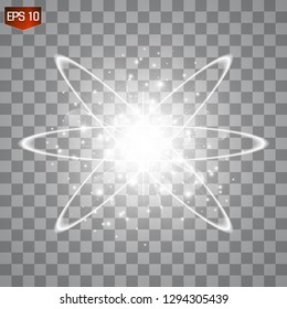 Vector transparent sunlight special lens flare light effect. Sun flash with rays and spotlight