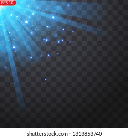 Vector transparent sunlight special lens flare light effect. Sun flash with rays and spotlight