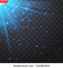 Vector transparent sunlight special lens flare light effect. Sun flash with rays and spotlight