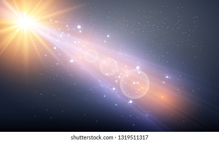 Vector transparent sunlight special lens flare light effect.  Sparkling magic dust particles