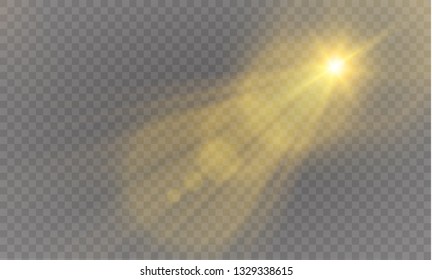 Vector transparent sunlight special lens flash light effect.front sun lens flash. Vector blur in the light of radiance. Element of decor.