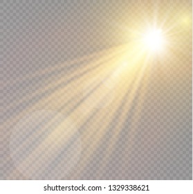 Vector transparent sunlight special lens flash light effect.front sun lens flash. Vector blur in the light of radiance. Element of decor.