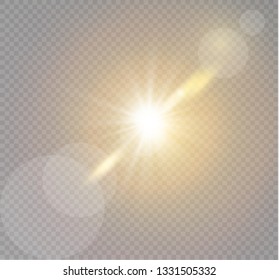 Vector transparent sunlight special lens flash light effect.front sun lens flash. Vector blur in the light of radiance. Element of decor.