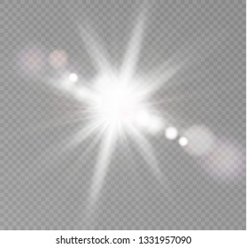 Vector transparent sunlight special lens flash light effect.front sun lens flash. Vector blur in the light of radiance. Element of decor.