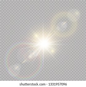 Vector transparent sunlight special lens flash light effect.front sun lens flash. Vector blur in the light of radiance. Element of decor.