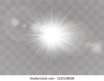 Vector transparent sunlight special lens flash light effect.front sun lens flash. Vector blur in the light of radiance. Element of decor.