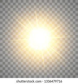 Vector transparent sunlight special lens flash light effect.front sun lens flash. Vector blur in the light of radiance. Element of decor.