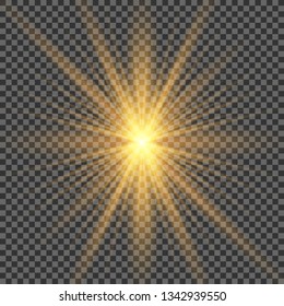 Vector transparent sunlight special lens flash light effect.front sun lens flash. Vector blur in the light of radiance. Element of decor. Horizontal stellar rays and searchlight.