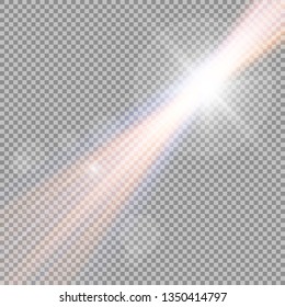 Vector transparent sunlight special lens flash light effect.front sun lens flash. Vector blur in the light of radiance. Element of decor.