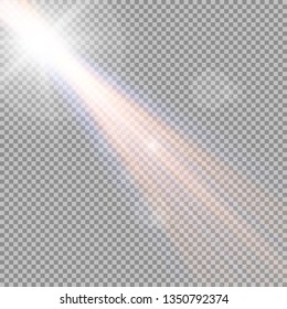 Vector transparent sunlight special lens flash light effect.front sun lens flash. Vector blur in the light of radiance. Element of decor.