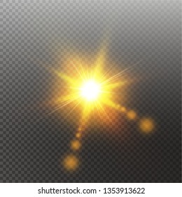 Vector transparent sunlight special lens flare light effect. Sun isolated on transparent background. Glow light effect