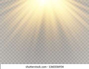 Vector transparent sunlight special lens flash light effect.front sun lens flash. Vector blur in the light of radiance. Element of decor. Horizontal stellar rays and searchlight.