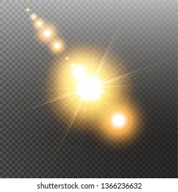 Vector transparent sunlight special lens flare light effect. Sun isolated on transparent background. Glow light effect