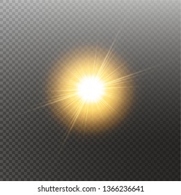 Vector transparent sunlight special lens flare light effect. Sun isolated on transparent background. Glow light effect
