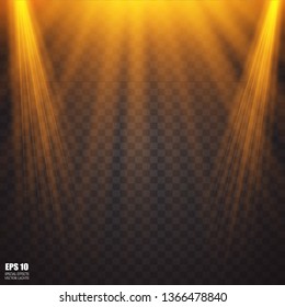 Vector transparent sunlight special lens flash light effect.front sun lens flash. Vector blur in the light of radiance. Element of decor. Horizontal stellar rays and searchlight. 