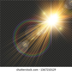 Vector transparent sunlight special lens flash light effect.front sun lens flash. Vector blur in the light of radiance.