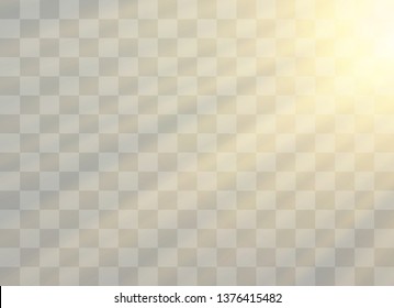 Vector transparent sunlight special lens flash light effect.front sun lens flash. Vector blur in the light of radiance. Element of decor. Horizontal stellar rays and searchlight.