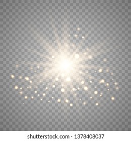 Vector transparent sunlight special lens flare light effect. Gold glitter. Star burst with sparkles. dust effect. vector illustration eps 10.
