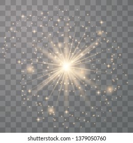 Vector transparent sunlight special lens flare light effect. Gold glitter. Star burst with sparkles. dust effect. vector illustration eps 10.