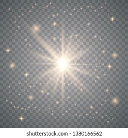 Vector transparent sunlight special lens flare light effect. Gold glitter. Star burst with sparkles. dust effect. vector illustration eps 10.