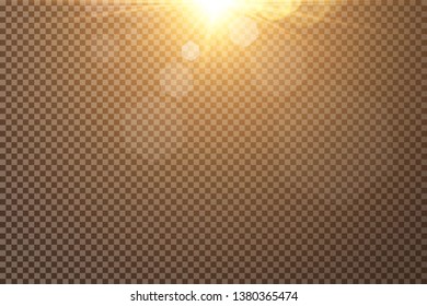 Vector transparent sunlight special lens flare light effect. Sun flash with rays and spotlight 