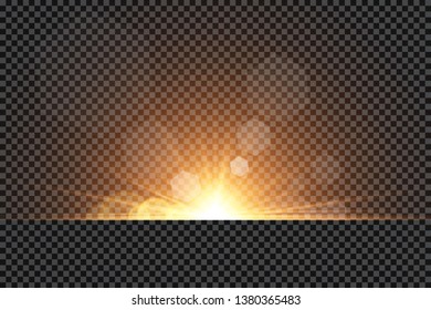 Vector transparent sunlight special lens flare light effect. Sun flash with rays and spotlight 
