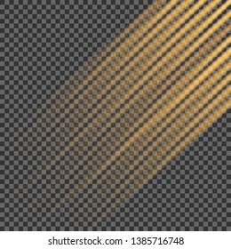 Vector transparent sunlight special lens flash light effect.front sun lens flash. Vector blur in the light of radiance. Element of decor. Horizontal stellar rays and searchlight. 