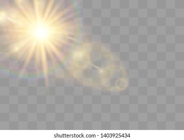 Vector transparent sunlight special lens flash light effect.front sun lens flash. Vector blur in the light of radiance. Element of decor.