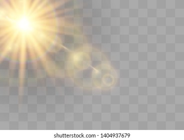 Vector transparent sunlight special lens flash light effect.front sun lens flash. Vector blur in the light of radiance. Element of decor.