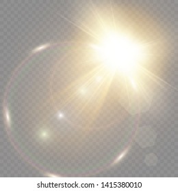 Vector transparent sunlight special lens flare light effect. Sun flash