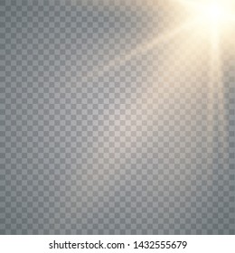 Vector transparent sunlight special lens flash light effect. Vector blur in the light of radiance.Sun 